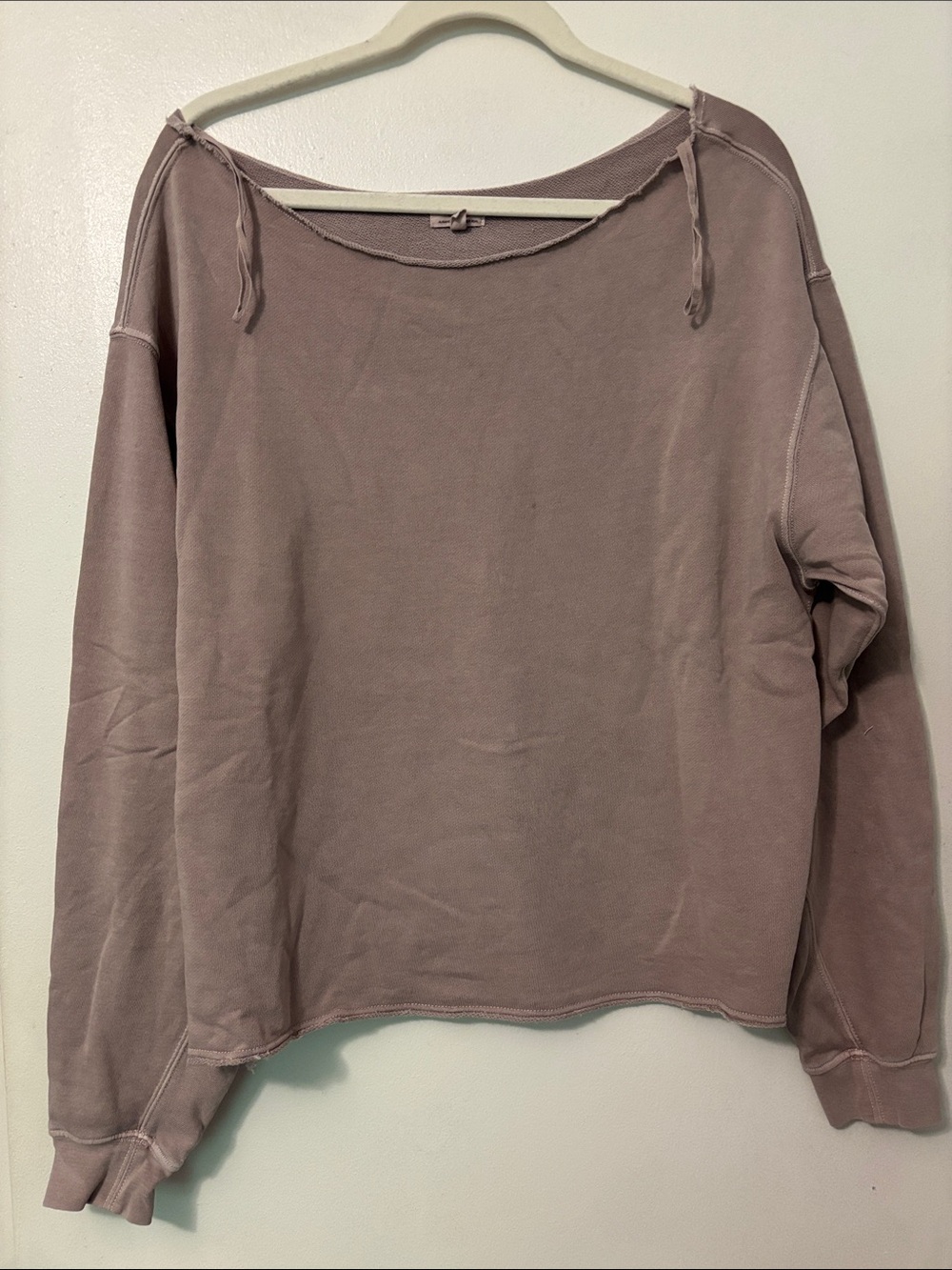 aerie Washed Mauve Boatneck Pullover Sweatshirt
